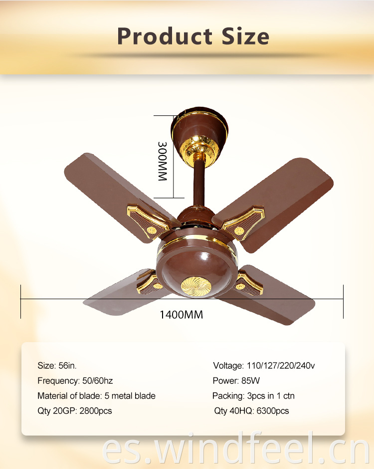 Proveedor de China Ventiladores de techo al por mayor personalizados de motor de cobre de CA de 24 pulgadas de tamaño pequeño, moderno y sencillo de alta eficiencia